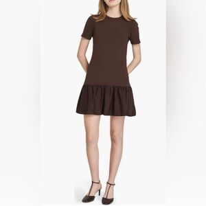 Wayf Tate Mixed Media Mini Dress • Brown Size Small